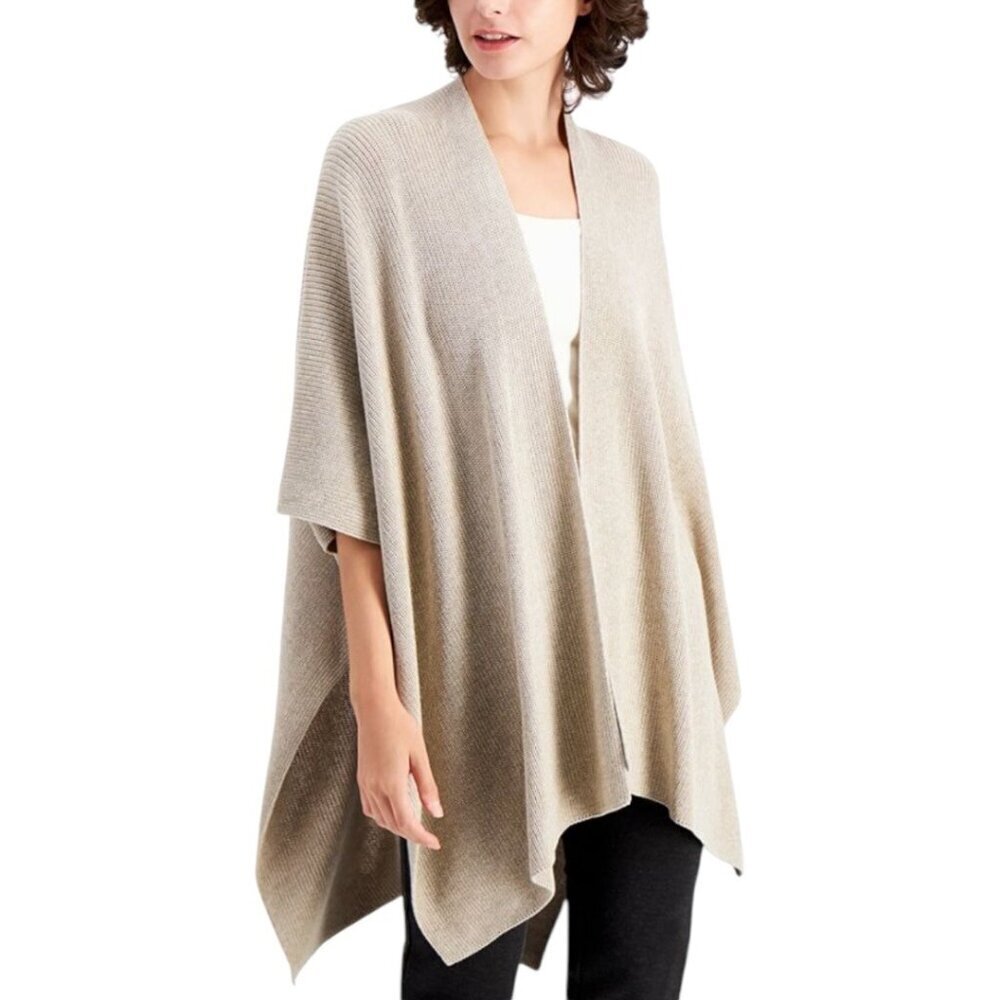 Eileen Fisher Organic Cotton Serape Sweater Womens Size OS Lagenlook Minimalist